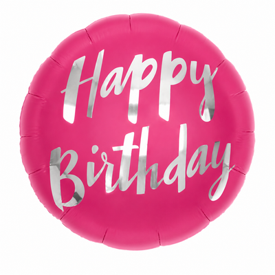 PINK 31" XL ROUND HAPPY BIRTHDAY FOIL HELIUM BALLOON