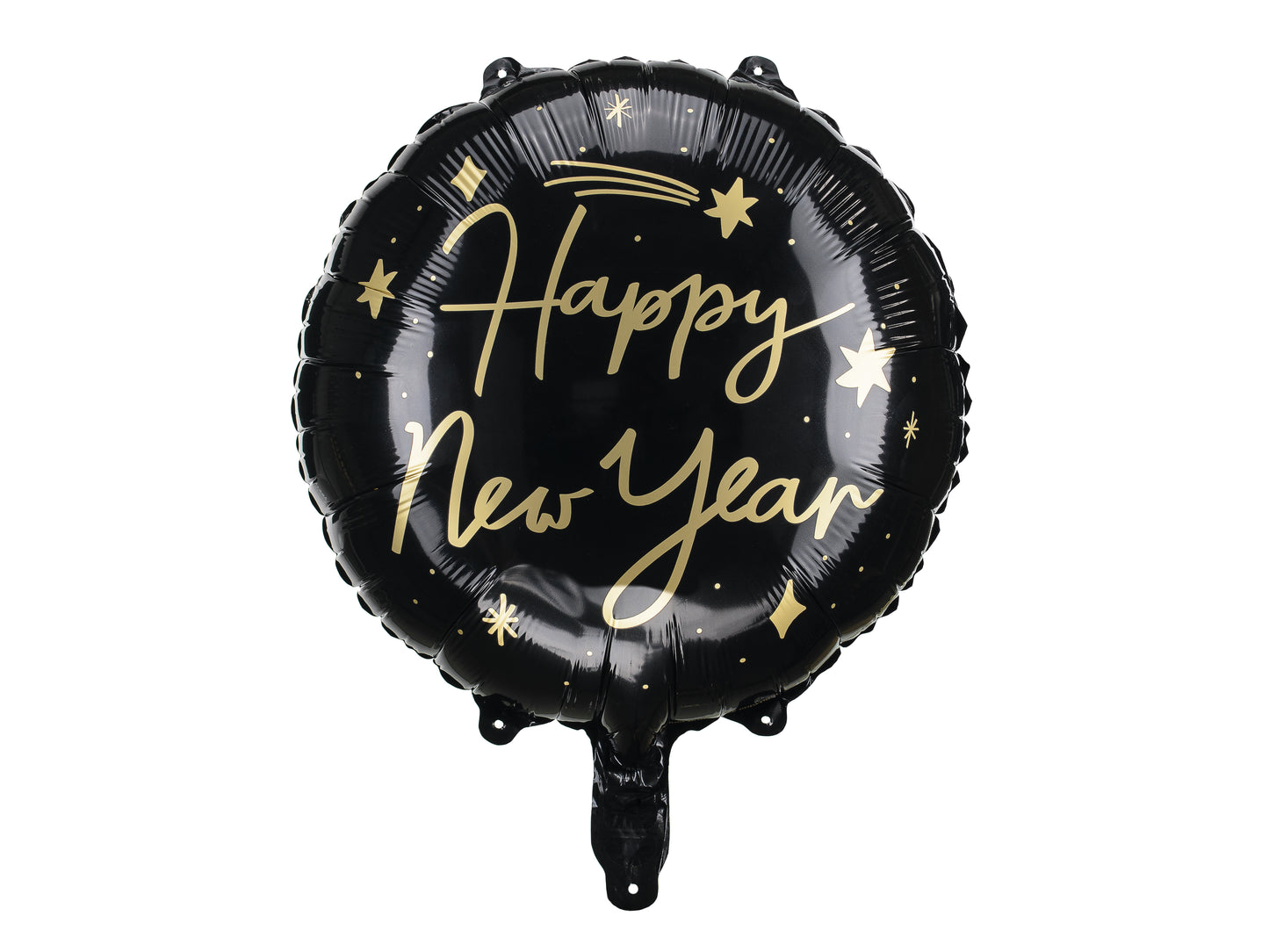 BLACK AND GOLD HAPPY NEW YEAR ROUND FOIL BALLOON