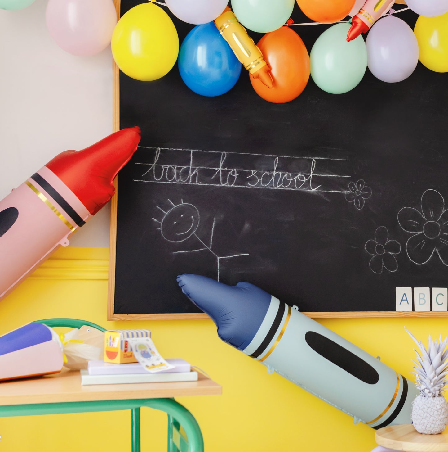 JUMBO BLUE CRAYON FOIL BALLOON