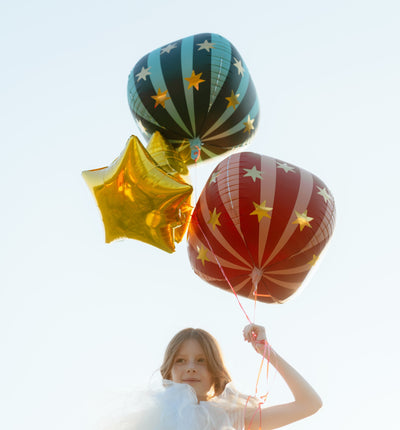 GREEN STRIPED GLOBE SHAPED FOIL BALLOON