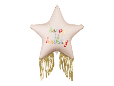 FRINGED HAPPY BIRTHDAY STAR FOIL BALLOON