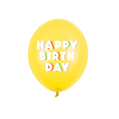 YELLOW HAPPY BIRTHDAY LATEX BALLOON