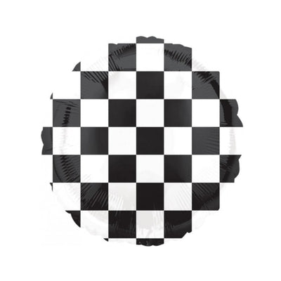 CHECKERED BLACK & WHITE 18” FOIL BALLOON