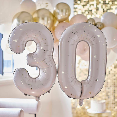 NUDE & GOLD SPECKLE 30th BIRTHDAY BALLOONS