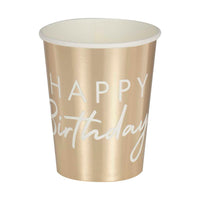 GOLD HAPPY BIRTHDAY PARTY CUPS