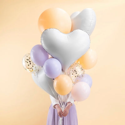 PALE WHITE/GREY HEART FOIL BALLOON