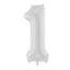 LARGE NUMBER PALE GREY/WHITE FOIL BALLOON