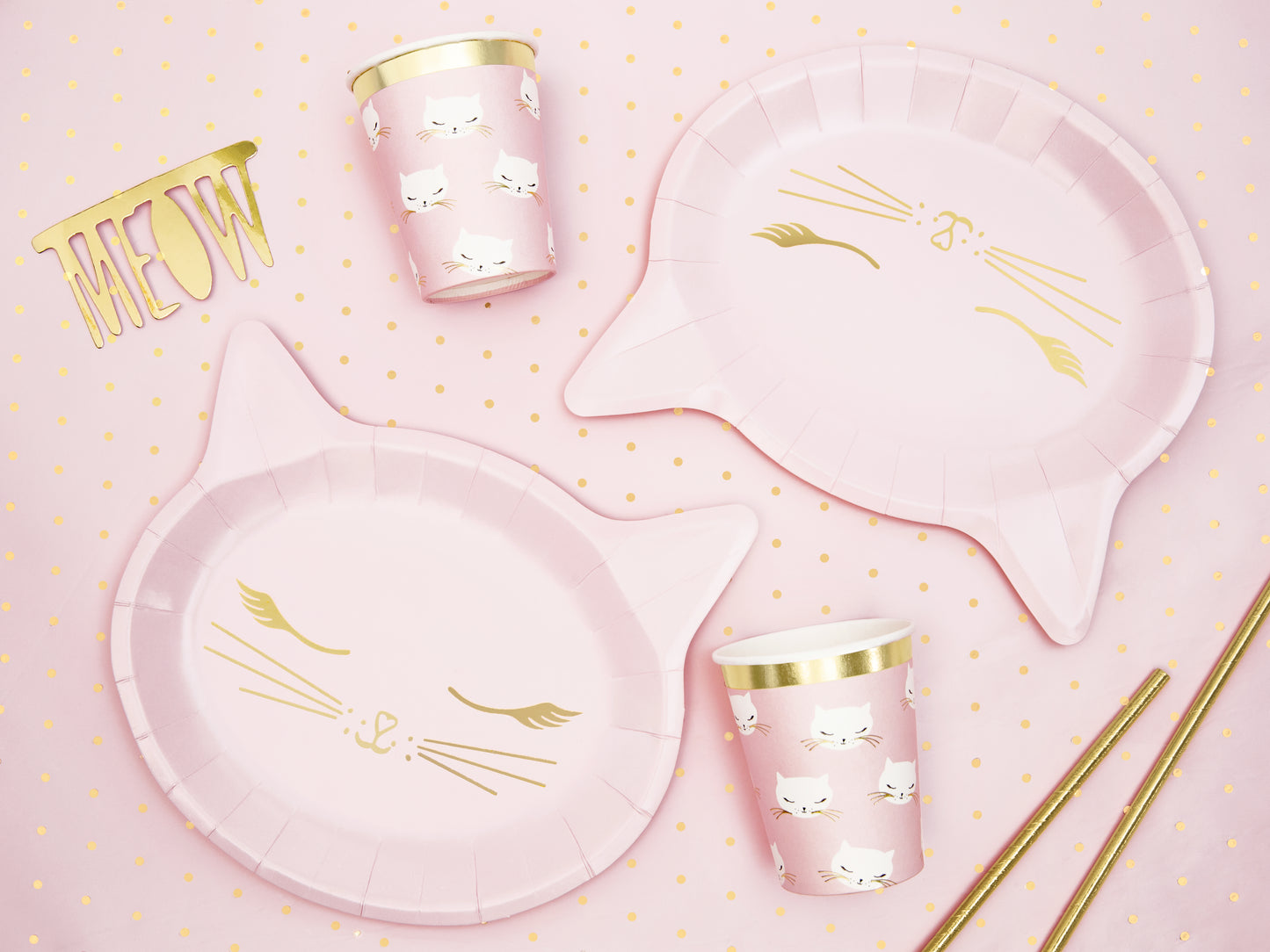 PINK CAT PLATES [PACK OF 6]