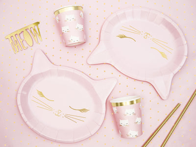 PINK CAT PLATES [PACK OF 6]