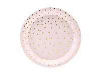 LIGHT PINK & GOLD POLKA DOTS PLATES [6 PCS]