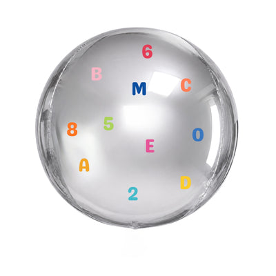ALPHABET 15” SILVER 4D ORBZ FOIL BALLOON