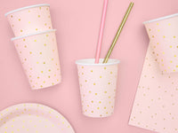 LIGHT PINK WITH GOLD POLA DOTS CUPS [6 PCS]