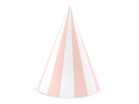 LIGHT PINK STRIPED PARTY HATS [SET OF 6]