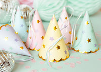 PASTEL STAR PARTY HATS [SET OF 6]