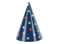 NAVY BLUE STARS PARTY HATS [SET OF 6]