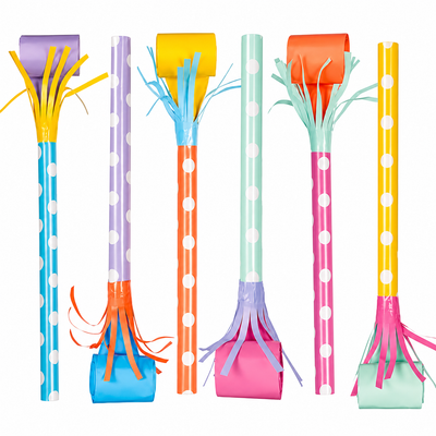LONG PASTEL PAPER BLOWOUTS [PACK OF 6]