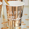 GOLD HAPPY BIRTHDAY PARTY CUPS