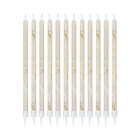 NUDE AND CHAMPAGNE GOLD TALL MARBLE CANDLES [SET OF 12]