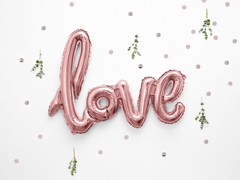 ROSE GOLD LOVE SCRIPT FOIL BALLOON