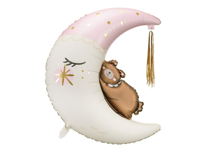 TEDDY BEAR ON MOON FOIL BALLOON