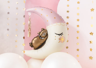 TEDDY BEAR ON MOON FOIL BALLOON