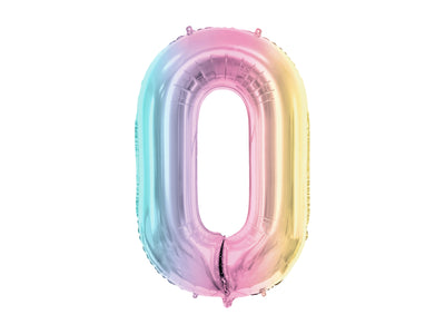 LARGE COLORFUL PASTEL FOIL NUMBER BALLOON
