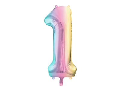LARGE COLORFUL PASTEL FOIL NUMBER BALLOON