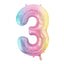 LARGE COLORFUL PASTEL FOIL NUMBER BALLOON