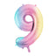 LARGE COLORFUL PASTEL FOIL NUMBER BALLOON