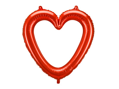 RED OPEN HEART FOIL BALLOON FRAME