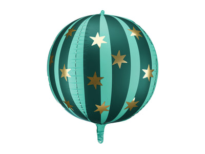 GREEN STRIPED GLOBE SHAPED FOIL BALLOON