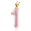 GOLD CROWN NUMBER 1 PASTEL PINK FOIL BALLOON