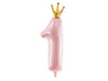 GOLD CROWN NUMBER 1 PASTEL PINK FOIL BALLOON