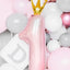 GOLD CROWN NUMBER 1 PASTEL PINK FOIL BALLOON