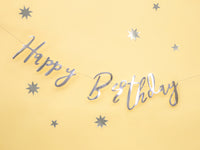 SILVER HAPPY BIRTHDAY BANNER