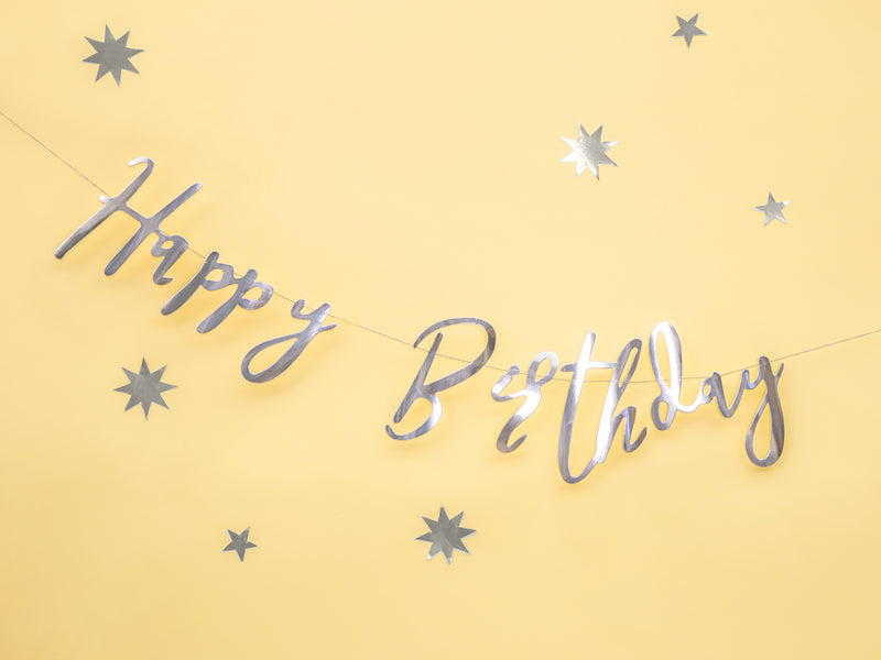 SILVER HAPPY BIRTHDAY BANNER