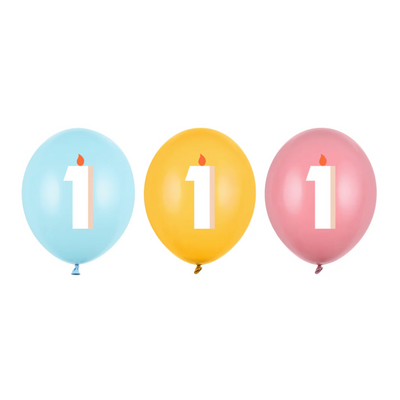 NUMBER ONE CANDLE LATEX BALLOONS [5 PCS]