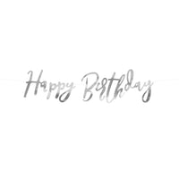 SILVER HAPPY BIRTHDAY BANNER