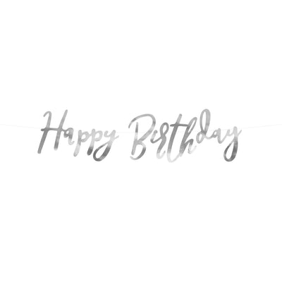 SILVER HAPPY BIRTHDAY BANNER
