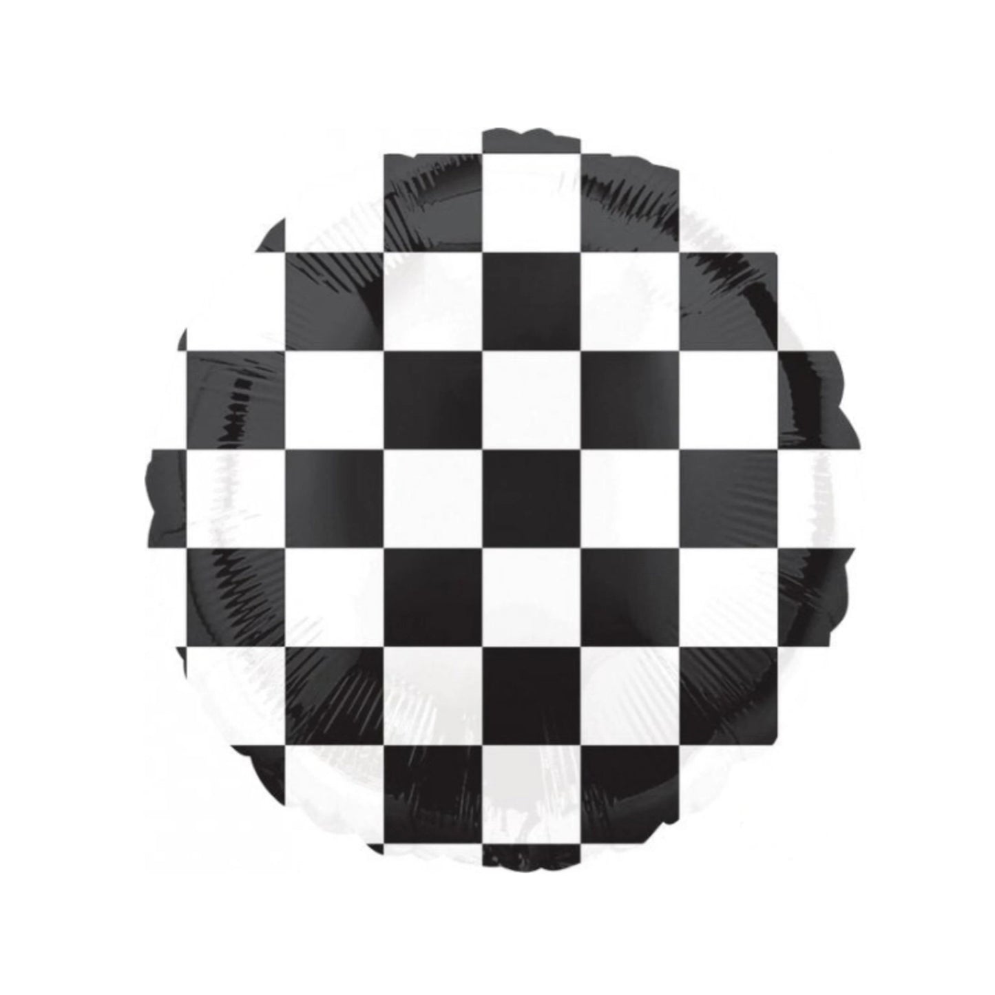 CHECKERED BLACK & WHITE 18” FOIL BALLOON