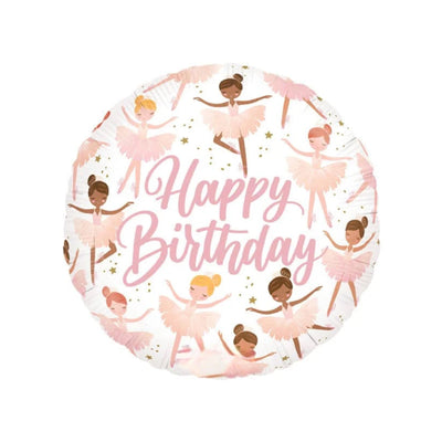 ROUND 18” HAPPY BIRTHDAY BALLERINAS FOIL BALLOON