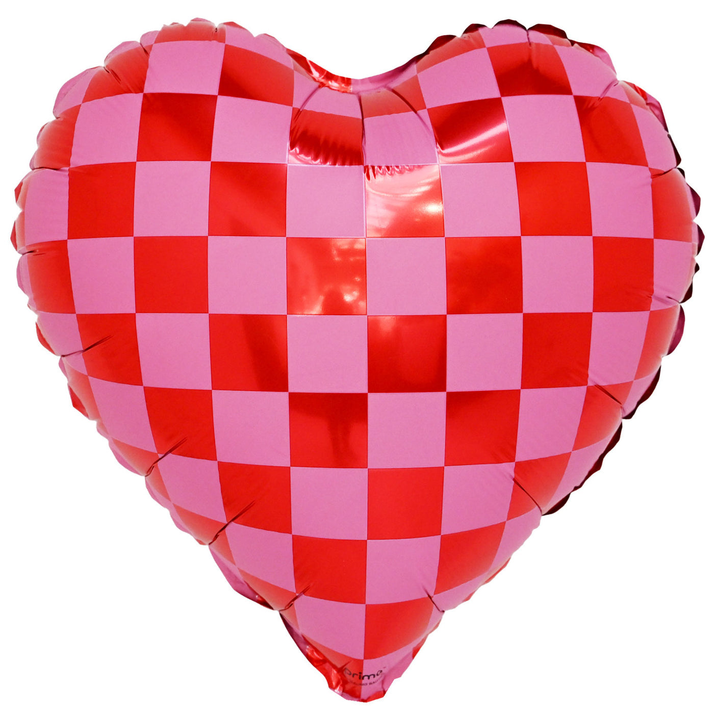 PINK & RED CHECKERED 18” HEART FOIL BALLOON