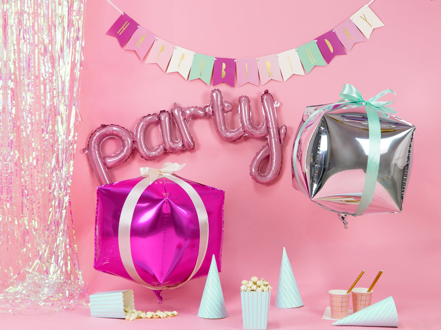 HOT PINK CUBE FOIL BALLOON