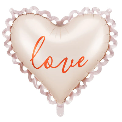 PALE PINK LOVE RUFFLED EDGE 35” HEART FOIL BALLOON