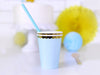 LIGHT BLUE WITH GOLD BORDER CUPS [SET OF 6]