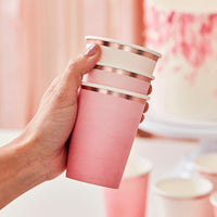 OMBRE PINK PAPER CUPS [SET OF 8]