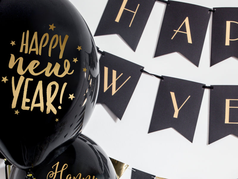 HAPPY NEW YEAR STARS LATEX BALLOON