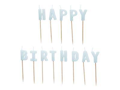 HAPPY BIRTHDAY LIGHT BLUE CANDLES