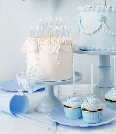 HAPPY BIRTHDAY LIGHT BLUE CANDLES