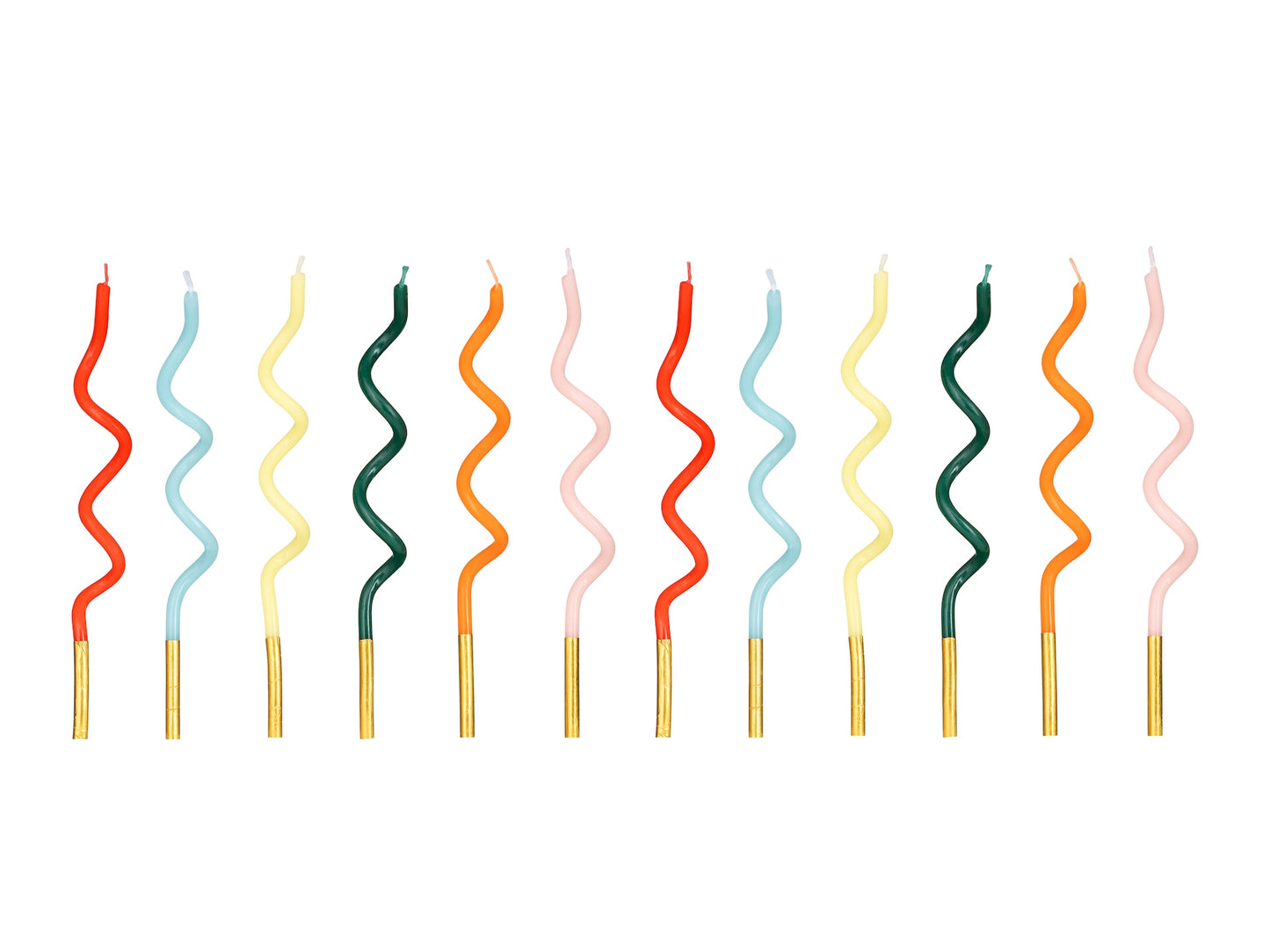 CURLY COLORFUL BIRTHDAY CANDLES [12 PCS]